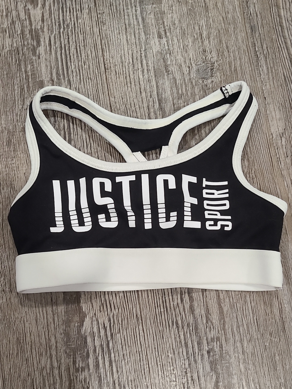 Justice Black and White Sports Bra Size 26